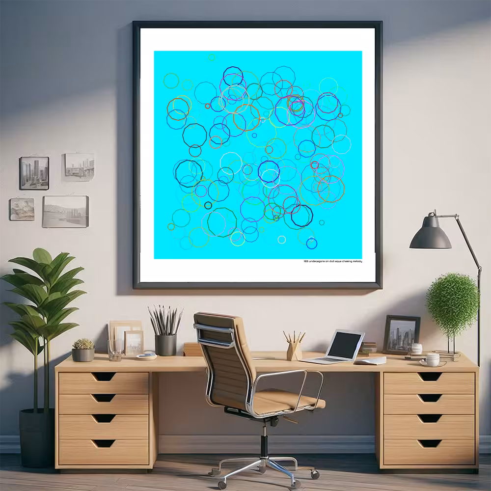 165 undecagons on dull aqua chasing melody in room setting