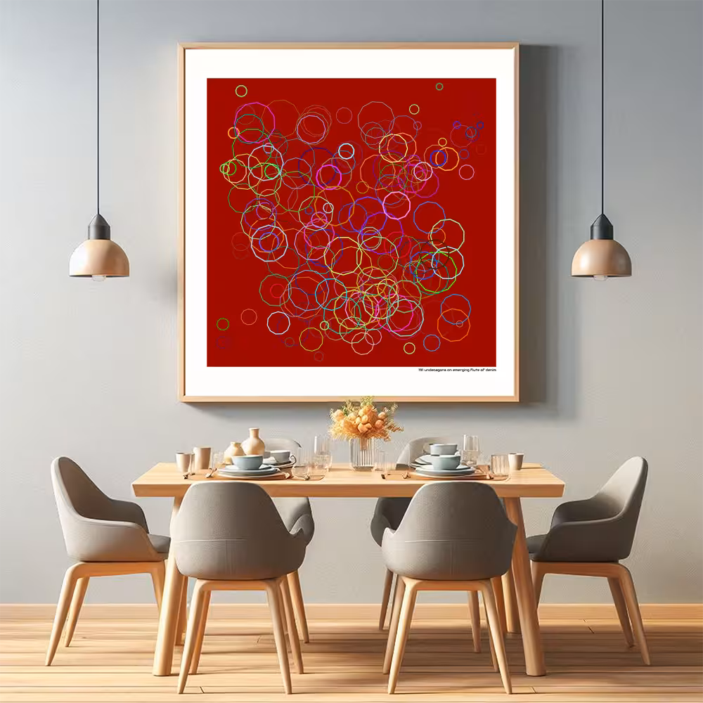 191 undecagons on emerging flute of denim in room setting