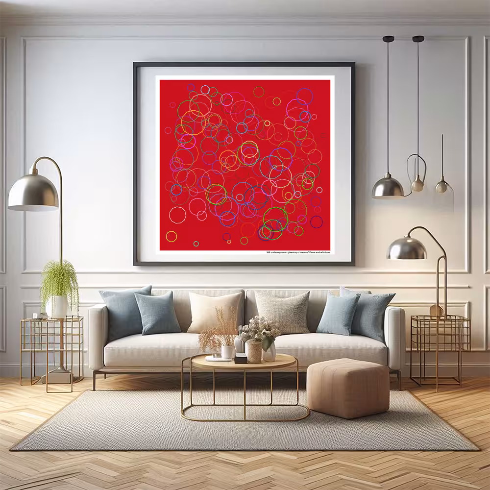 183 undecagons on gleaming crimson of flame and whirlpool in room setting