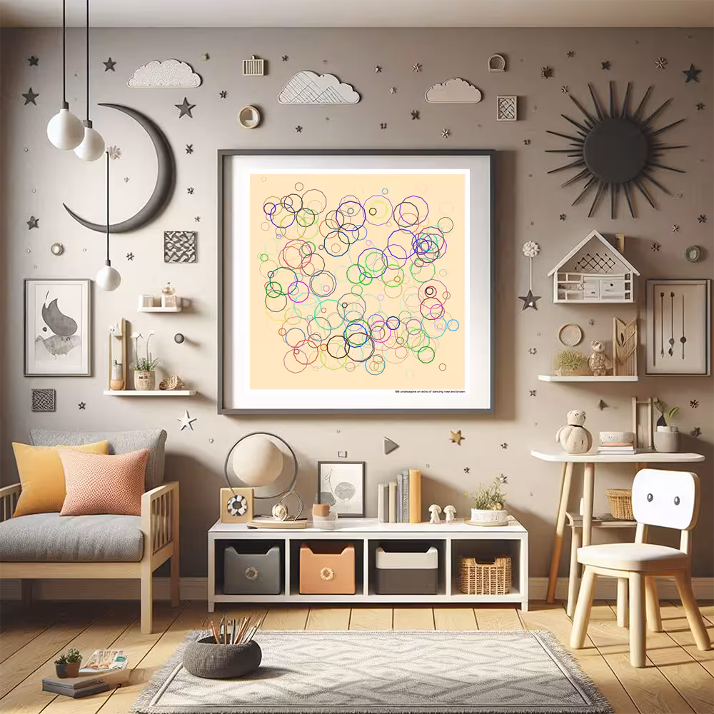 199 undecagons on echo of dancing rose and brown in room setting