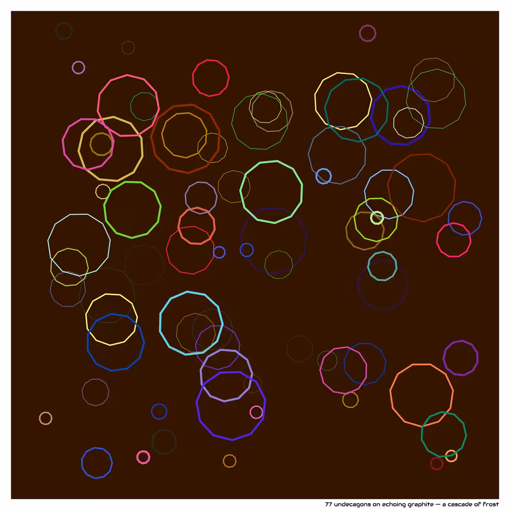 77 undecagons on echoing graphite — a cascade of frost