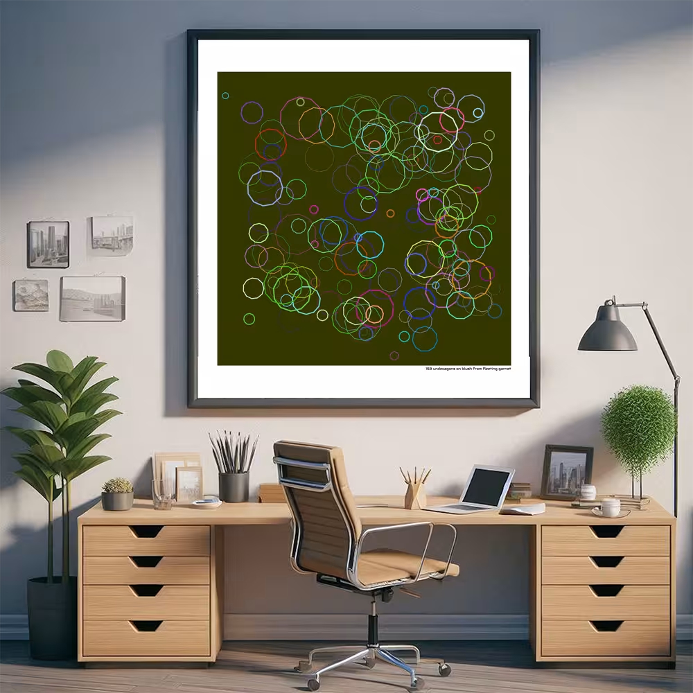 153 undecagons on blush from fleeting garnet in room setting