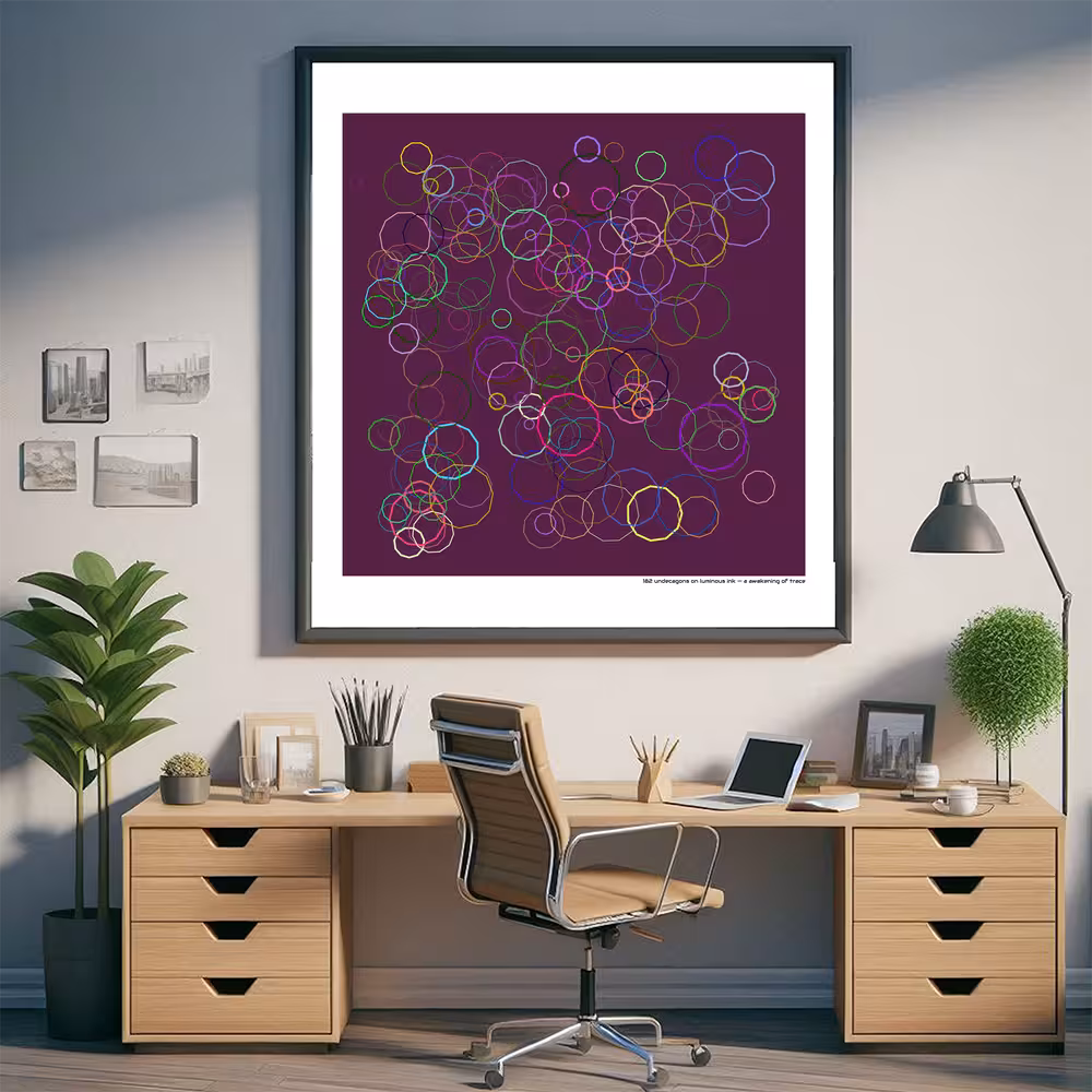 182 undecagons on luminous ink — a awakening of trace in room setting