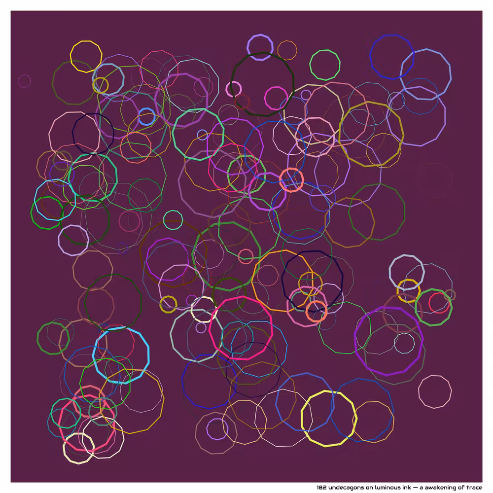 182 undecagons on luminous ink — a awakening of trace