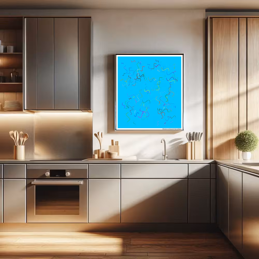 162 waves on vivid aqua and frozen bubblegum in room setting