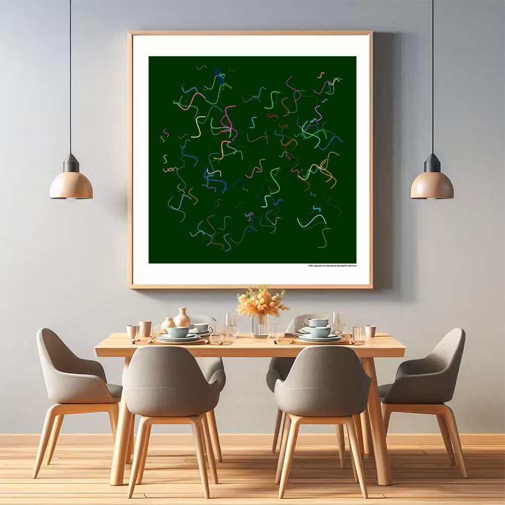 146 waves on banana beneath shrine in room setting