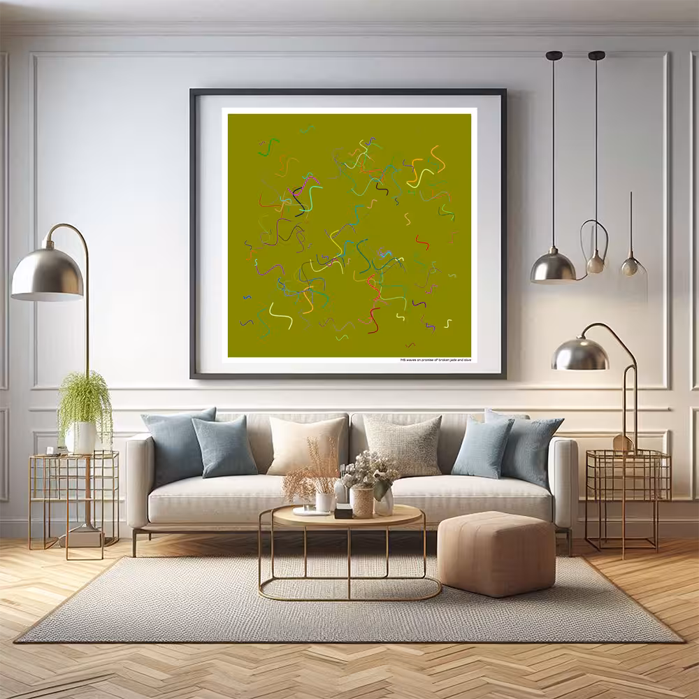 145 waves on promise of broken jade and olive in room setting