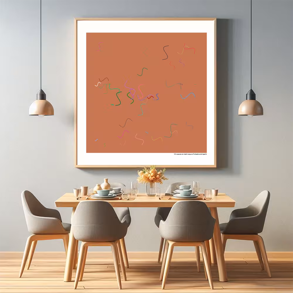 44 waves on dark aqua of shade and spark in room setting