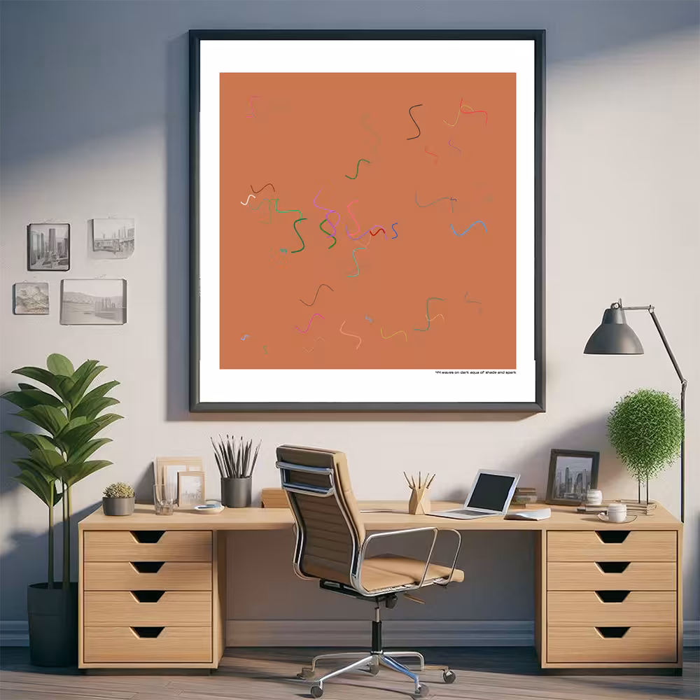 44 waves on dark aqua of shade and spark in room setting