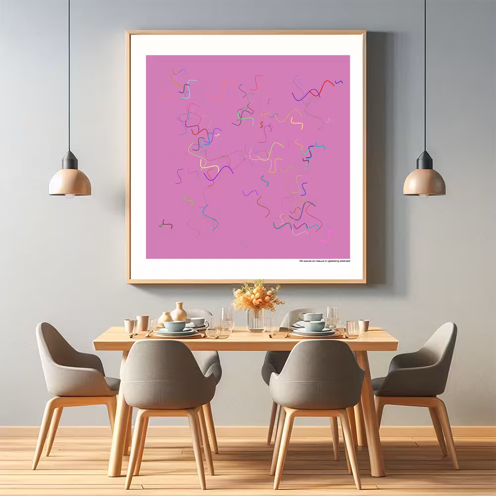 112 waves on mauve in gleaming emerald in room setting