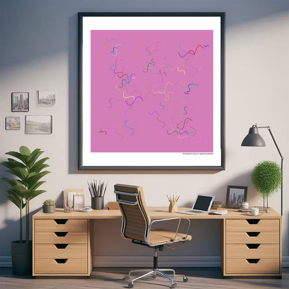 112 waves on mauve in gleaming emerald in room setting