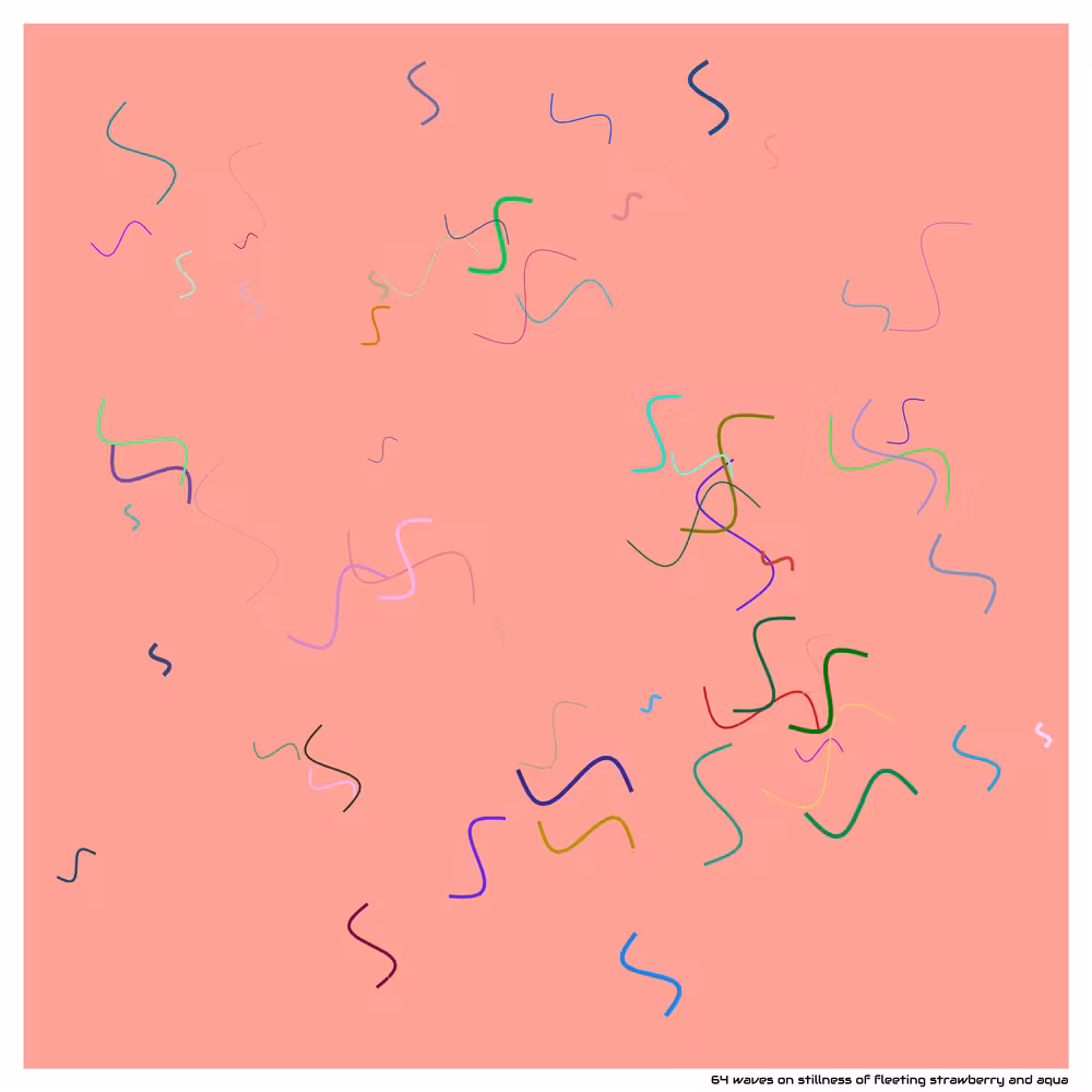 64 waves on stillness of fleeting strawberry and aqua