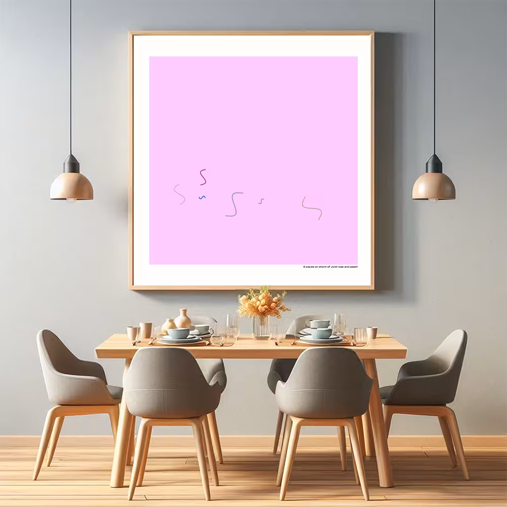 6 waves on storm of vivid rose and peach in room setting