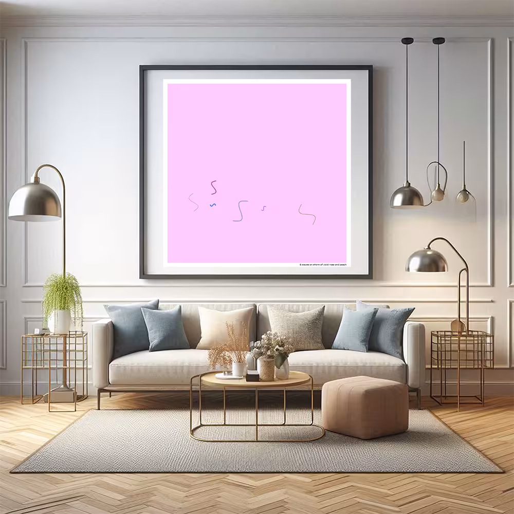 6 waves on storm of vivid rose and peach in room setting