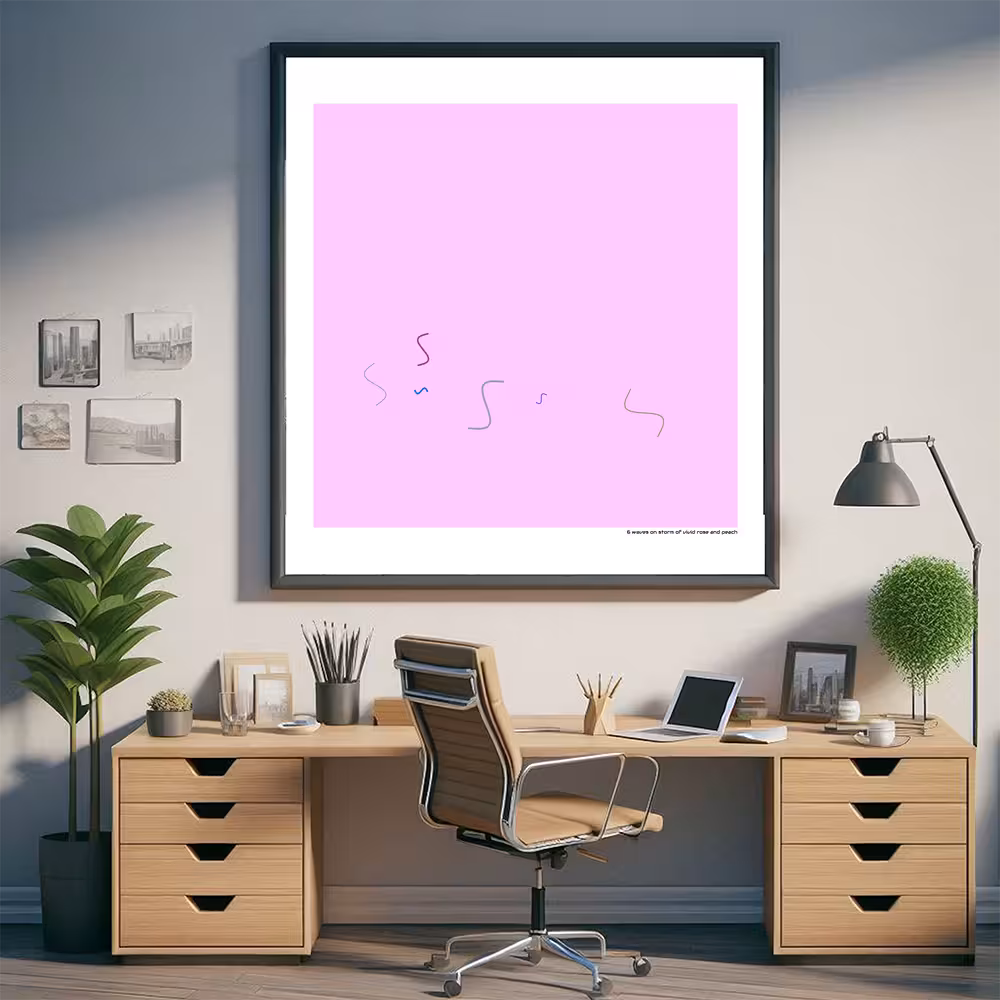 6 waves on storm of vivid rose and peach in room setting