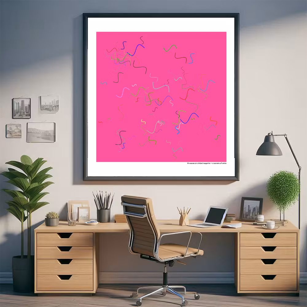 91 waves on chilled magenta — a sonata of whim in room setting