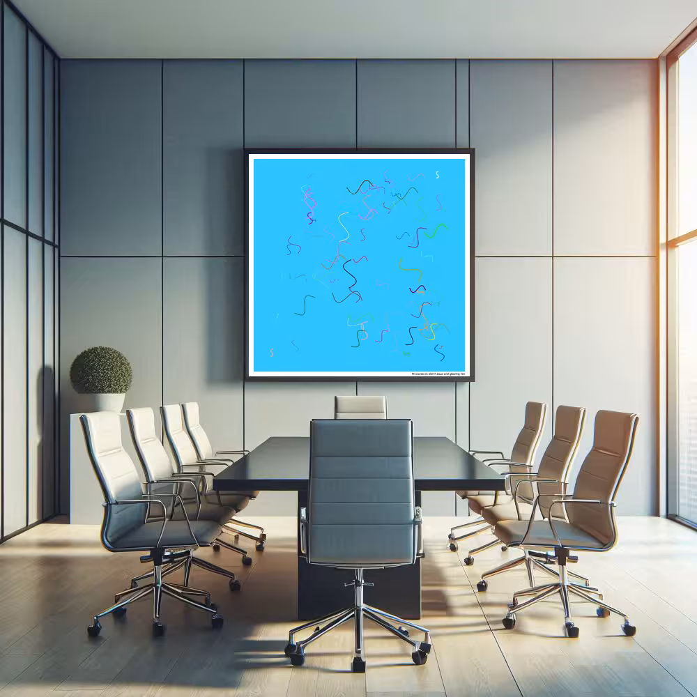 91 waves on silent aqua and glowing tan in room setting