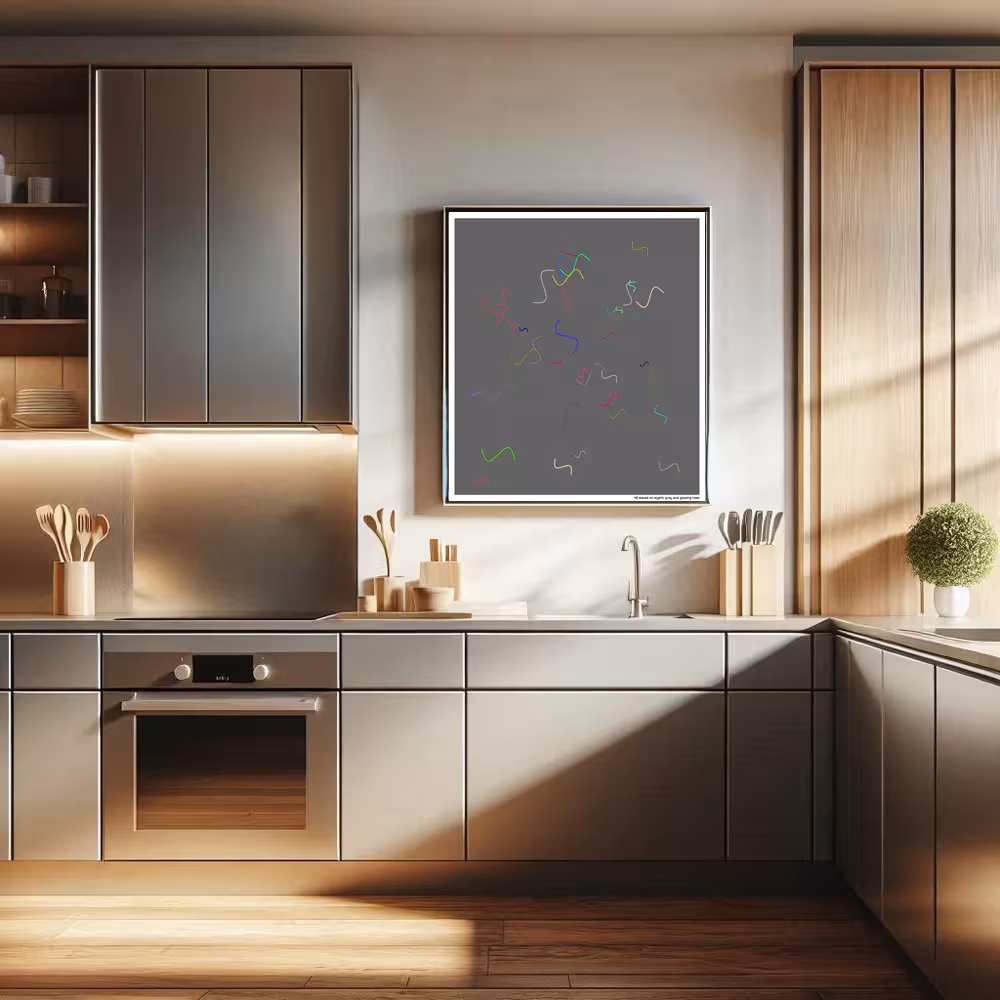 46 waves on mystic gray and glowing haze in room setting