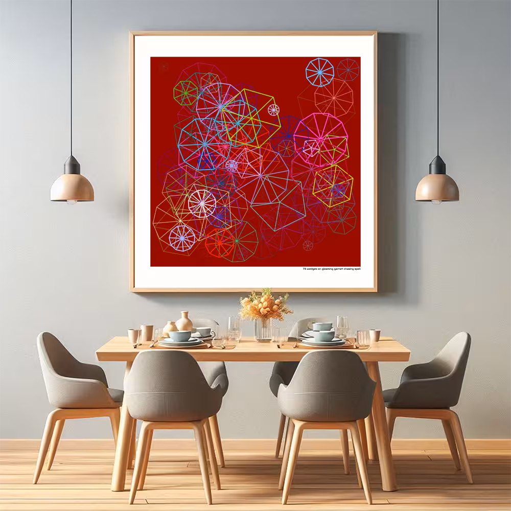 73 wedges on gleaming garnet chasing spell in room setting