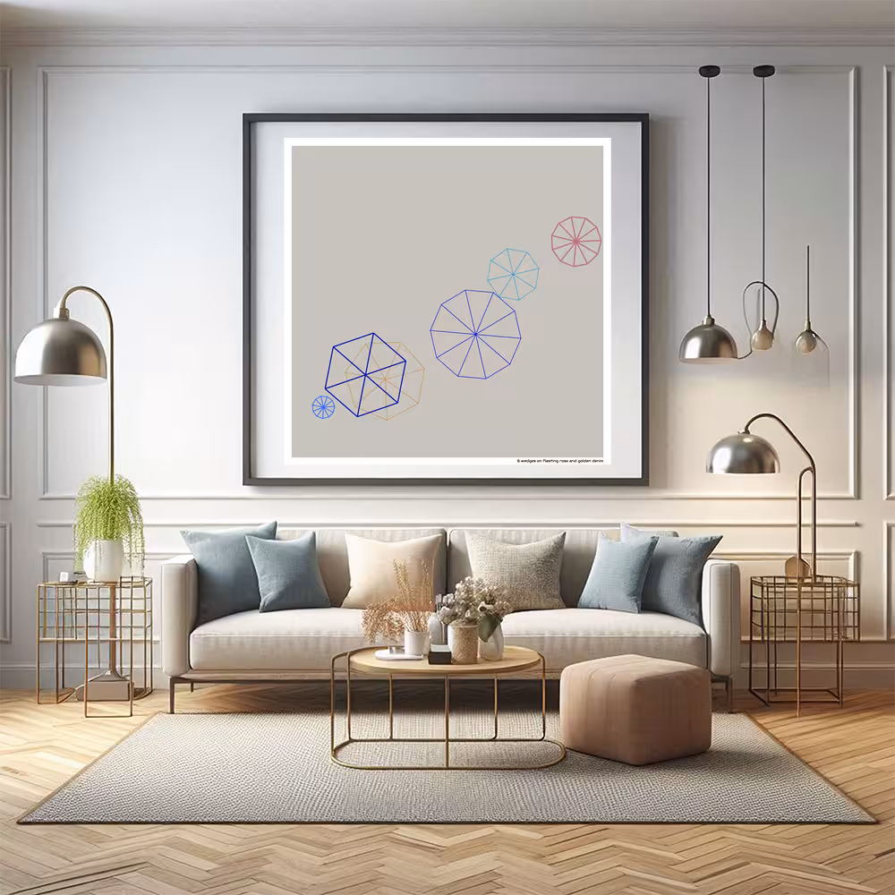 6 wedges on fleeting rose and golden denim in room setting