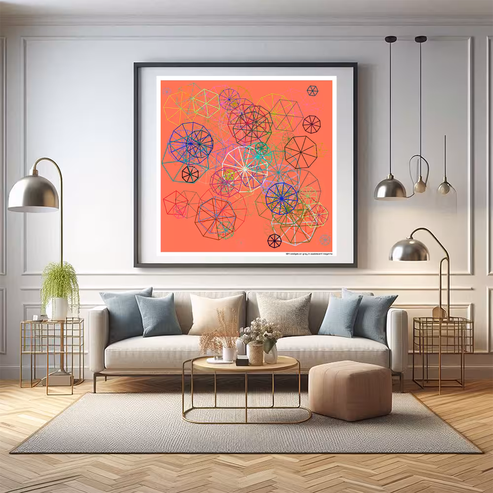 104 wedges on gray in opalescent magenta in room setting