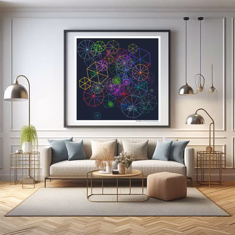 70 wedges on a frozen gray through glance in room setting