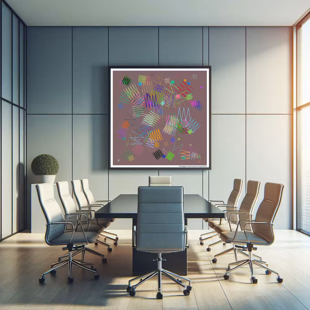 149 zigzags on a silent maroon through feather in room setting