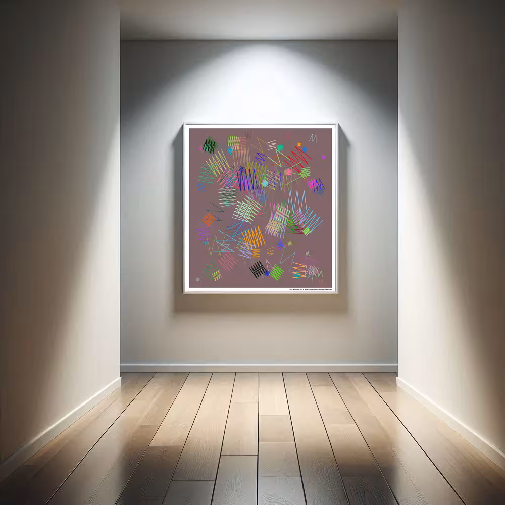 149 zigzags on a silent maroon through feather in room setting