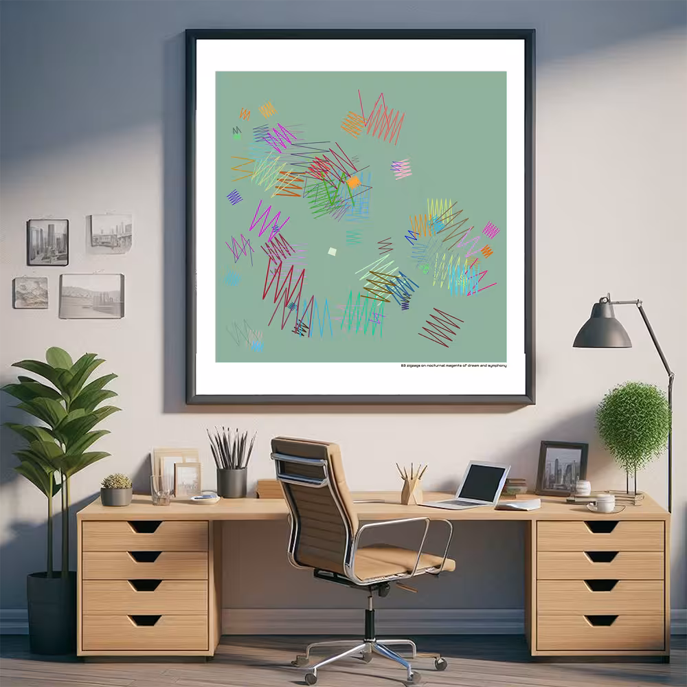 83 zigzags on nocturnal magenta of dream and symphony in room setting