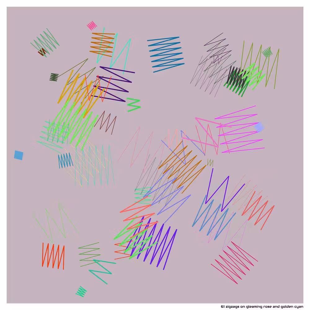 61 zigzags on gleaming rose and golden cyan