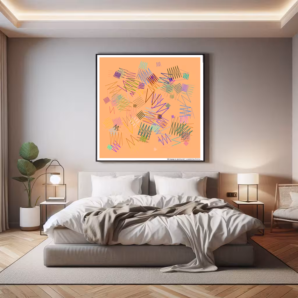 109 zigzags on glowing void — a awakening of shrine in room setting