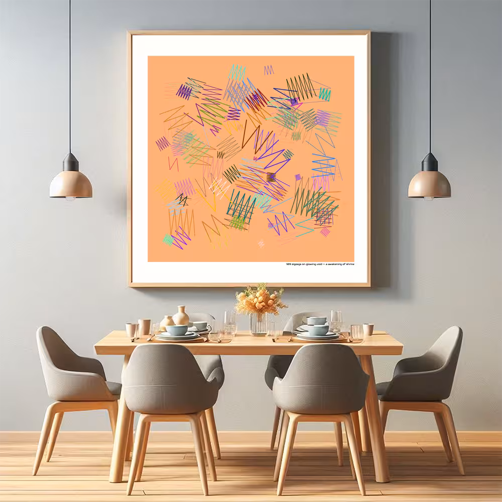 109 zigzags on glowing void — a awakening of shrine in room setting