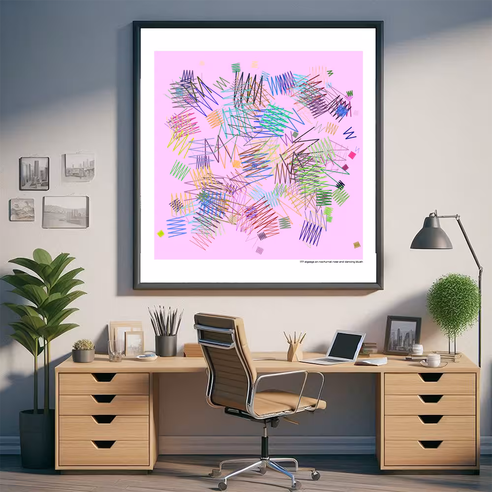177 zigzags on nocturnal rose and dancing blush in room setting