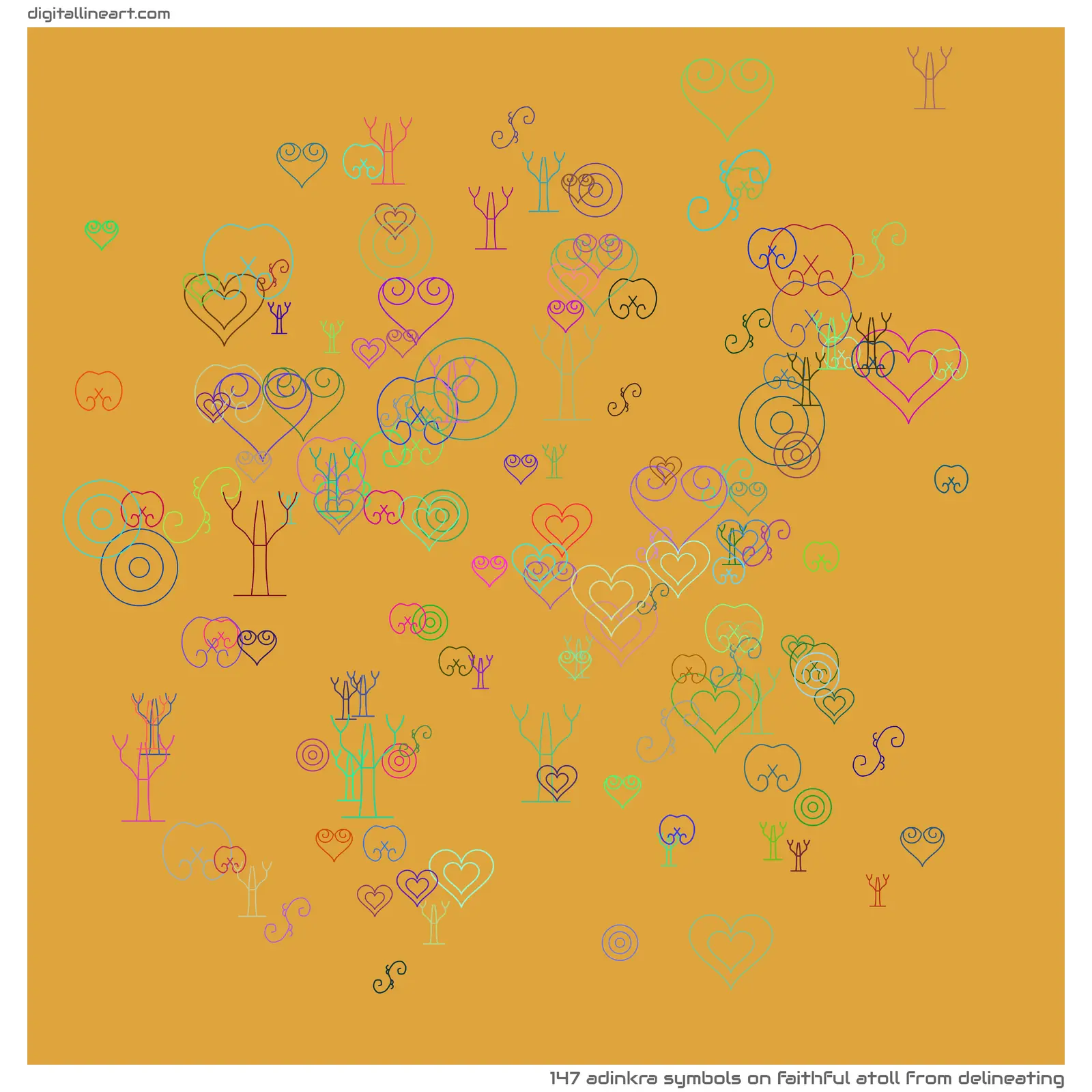 Faithful Atoll from Delineating — 147 Adinkra symbols