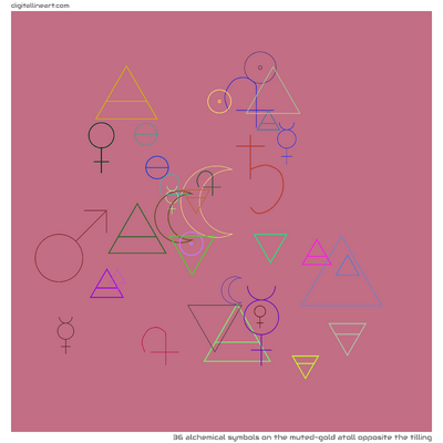 The Muted-gold Atoll opposite the Tilling — 36 alchemical symbols