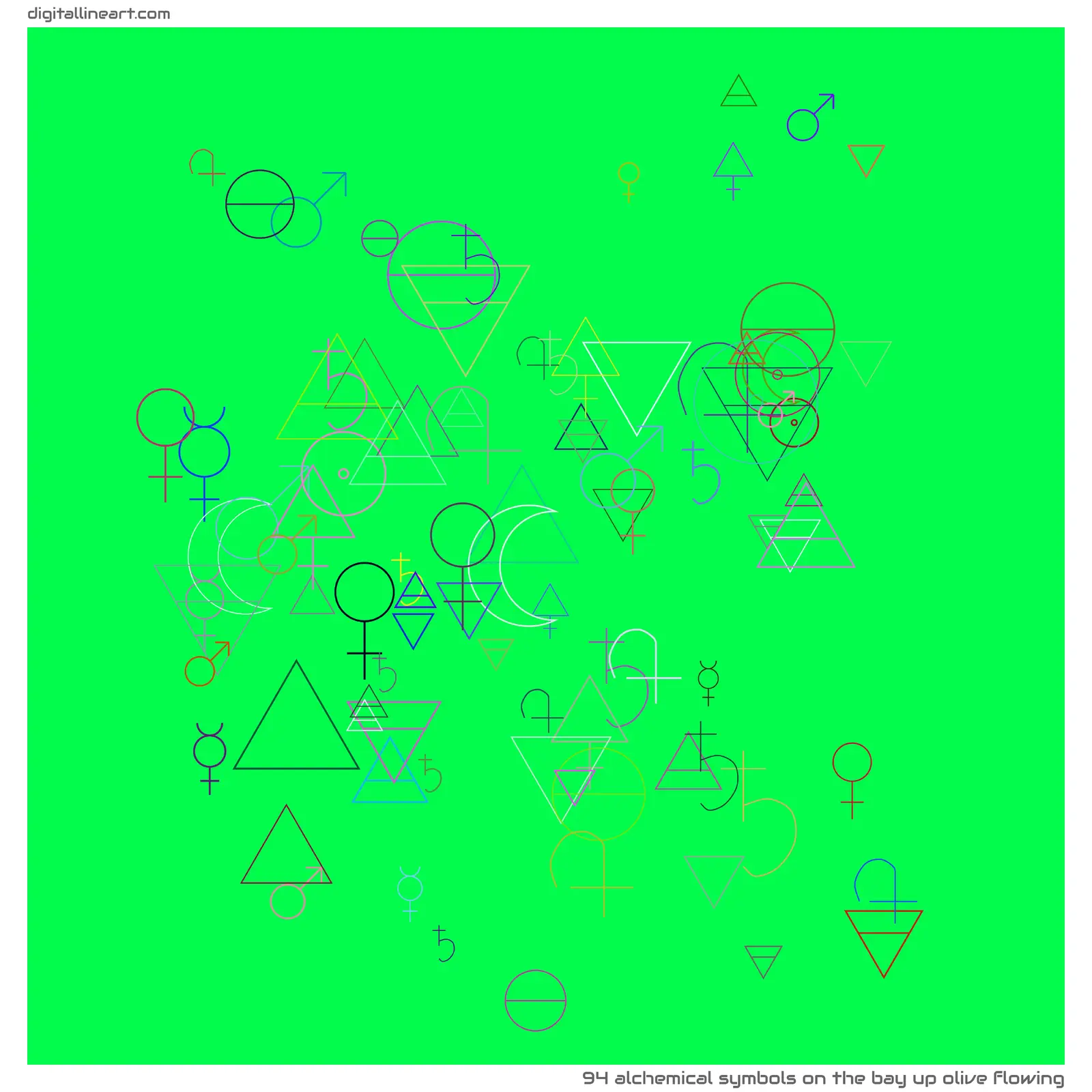 The Bay up Olive Flowing — 94 alchemical symbols
