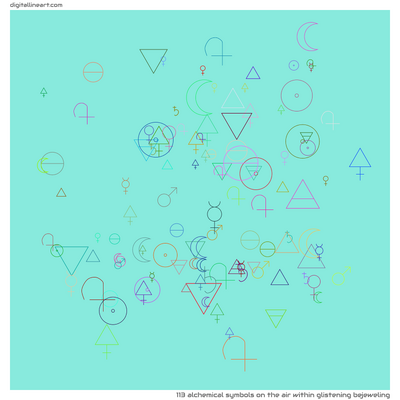 The Air within Glistening Bejeweling — 113 alchemical symbols