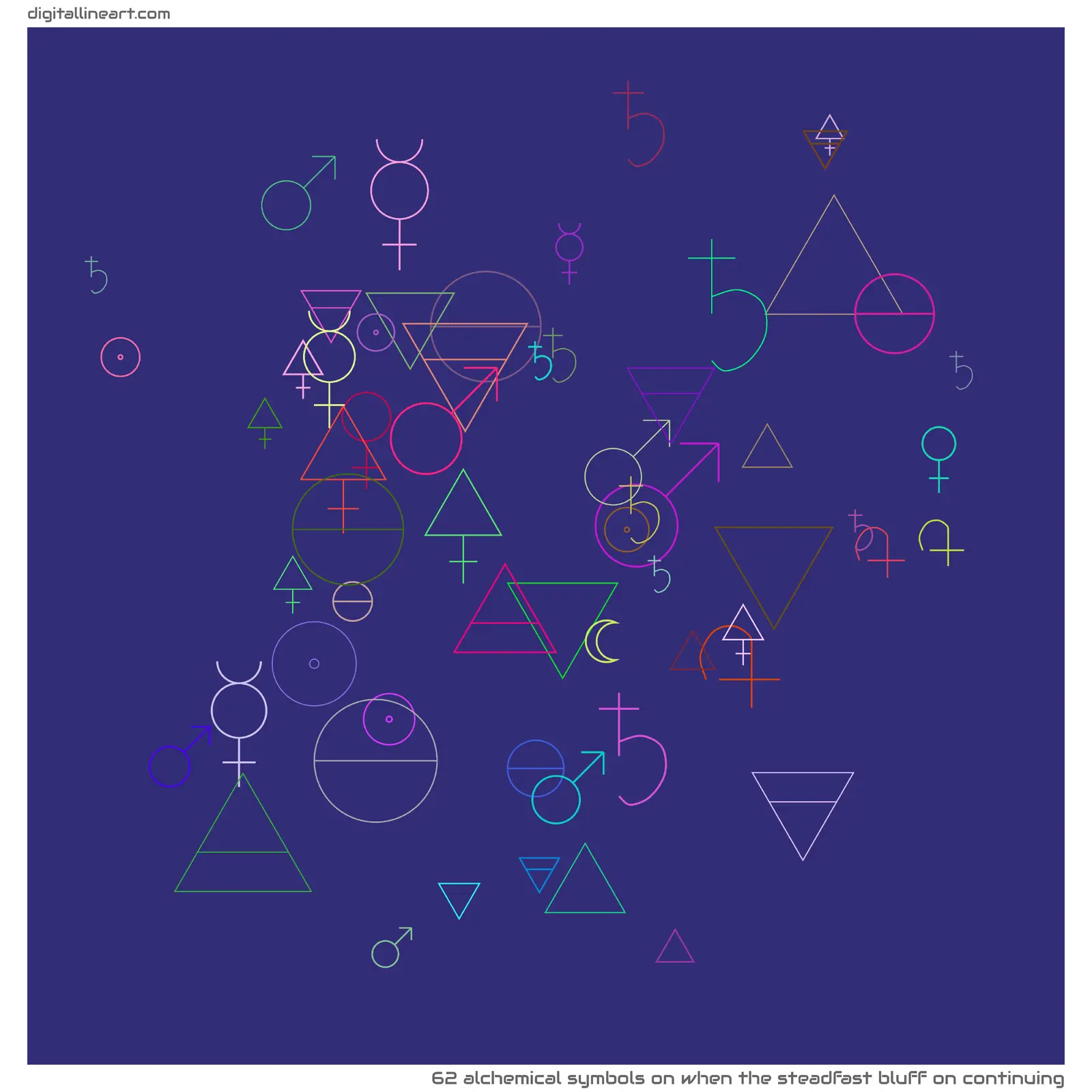 When the Steadfast Bluff on Continuing — 62 alchemical symbols