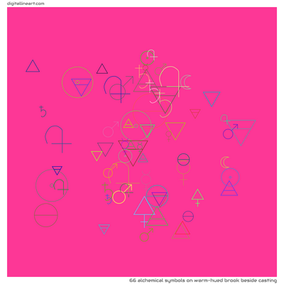 Warm-hued Brook beside Casting — 66 alchemical symbols