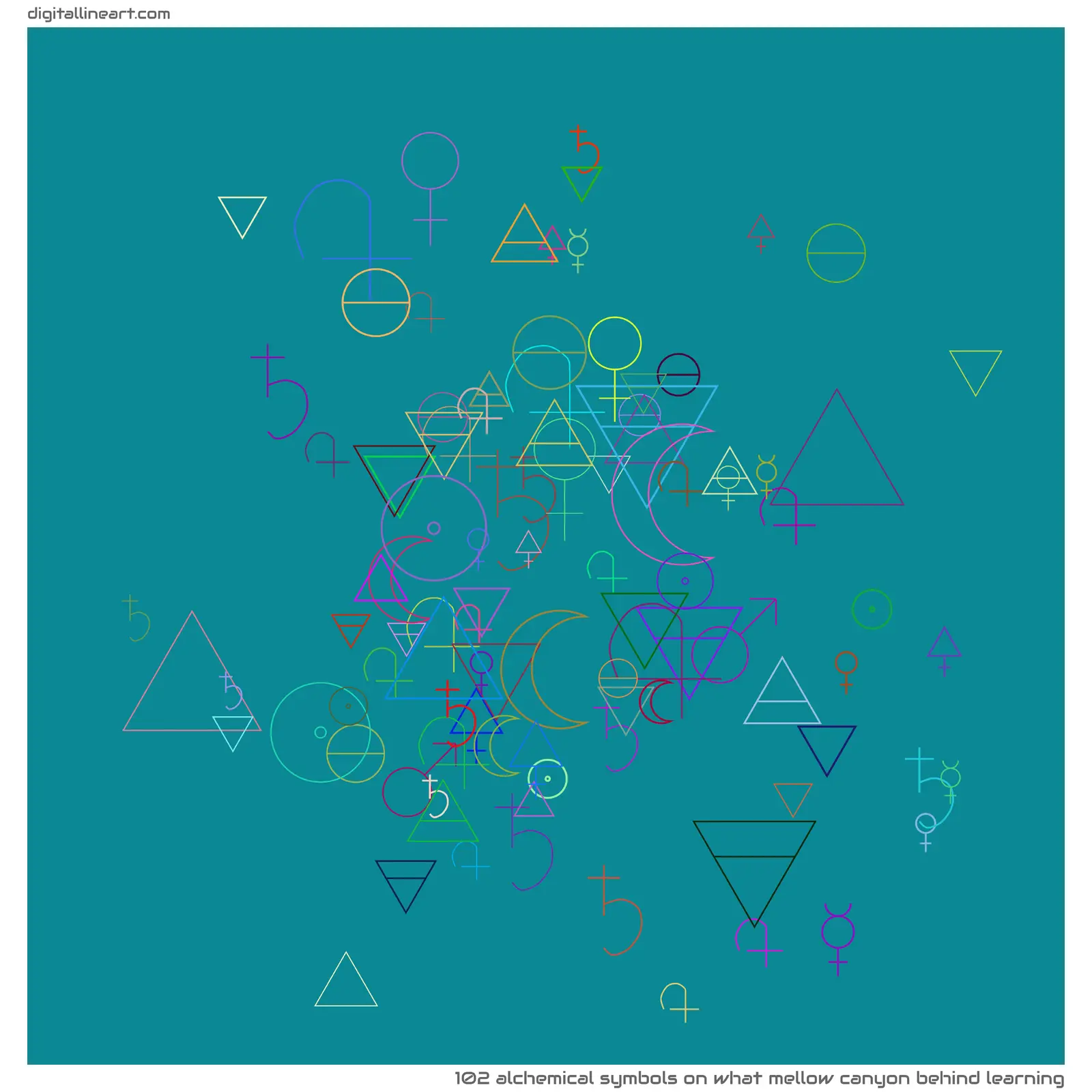 What Mellow Canyon behind Learning — 102 alchemical symbols