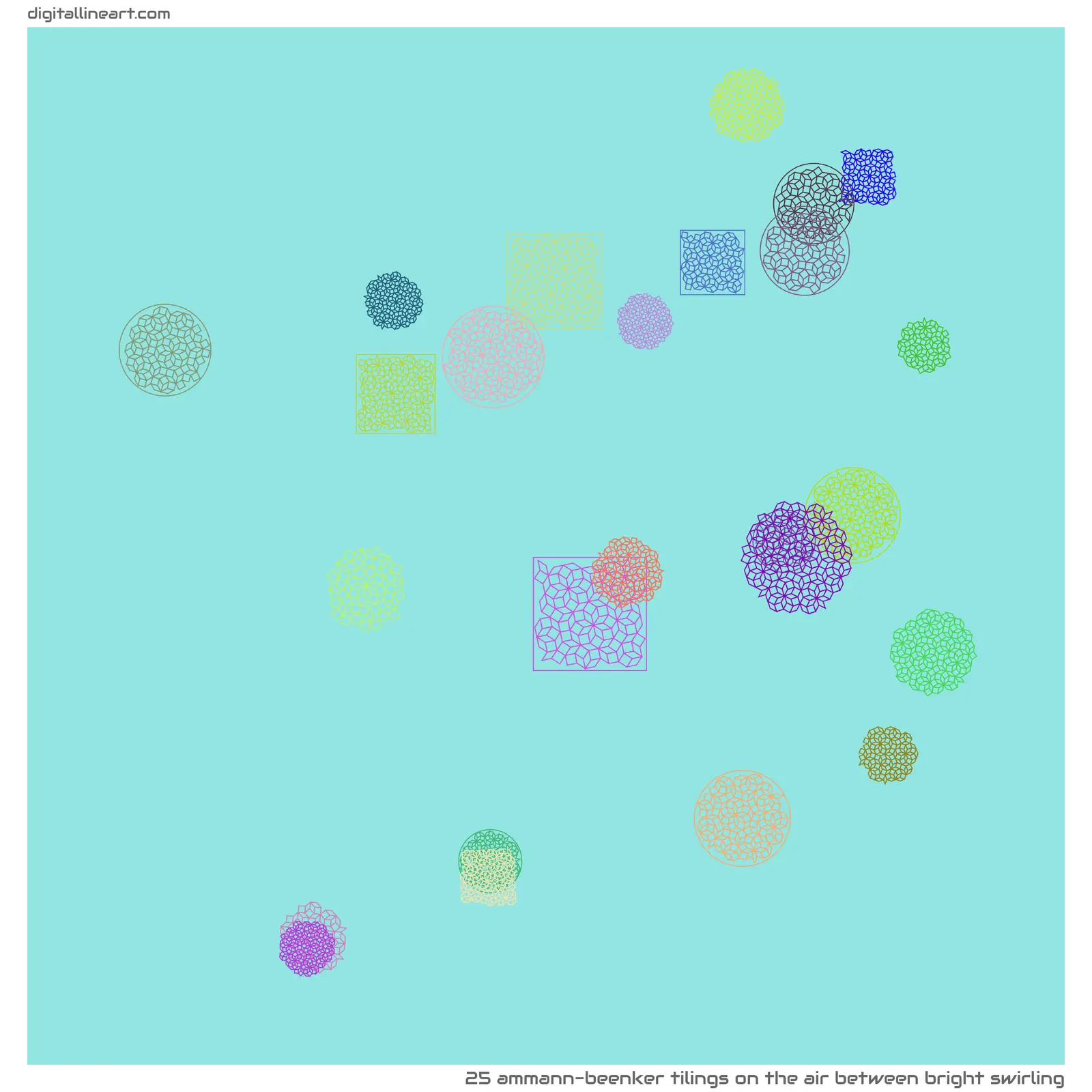 The Air between Bright Swirling — 25 Ammann-Beenker tilings