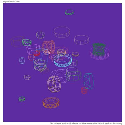 The Venerable Brook amidst Housing — 34 prisms and antiprisms