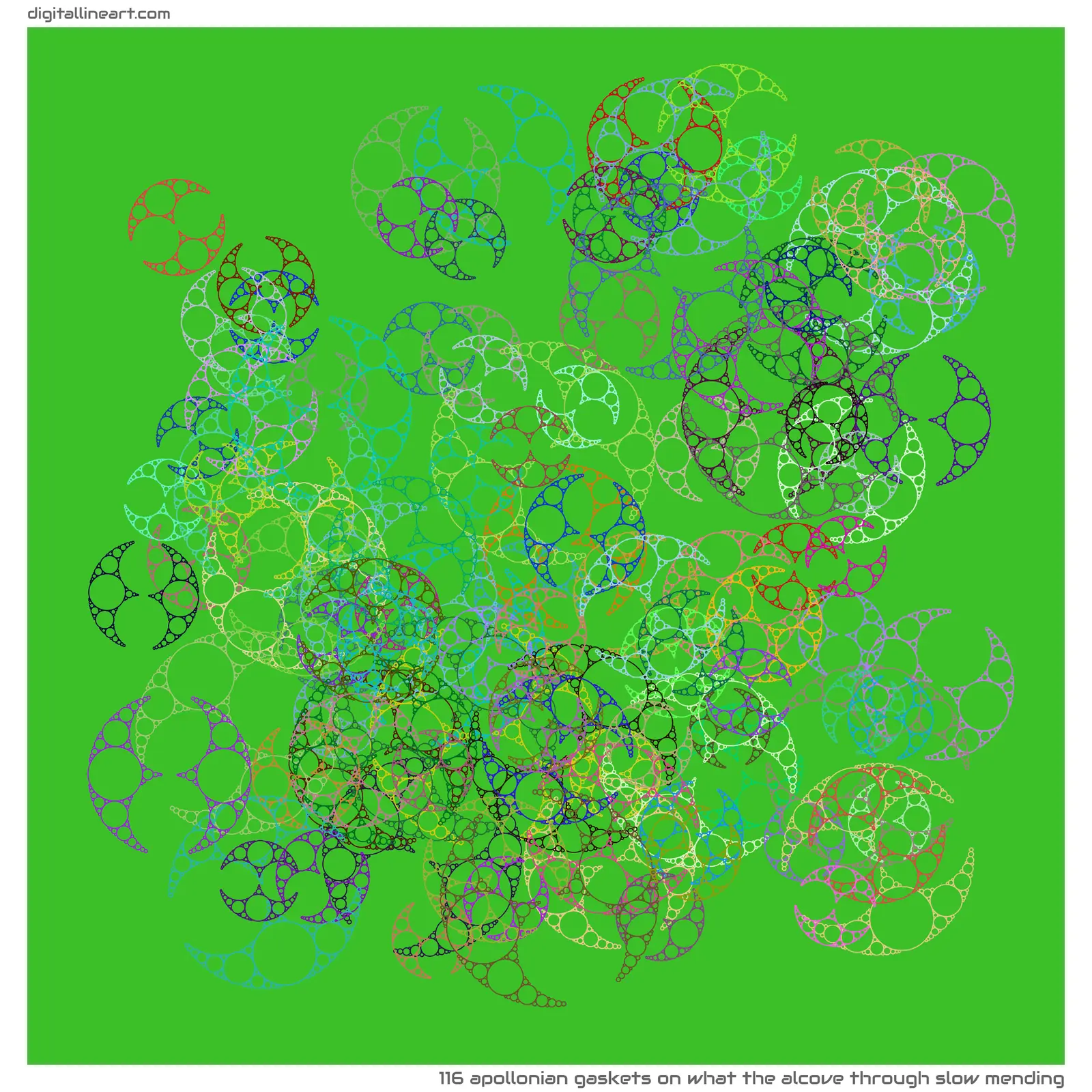 What the Alcove through Slow Mending — 116 Apollonian gaskets