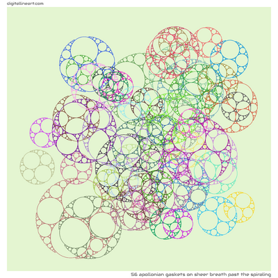 Sheer Breath past the Spiraling — 56 Apollonian gaskets