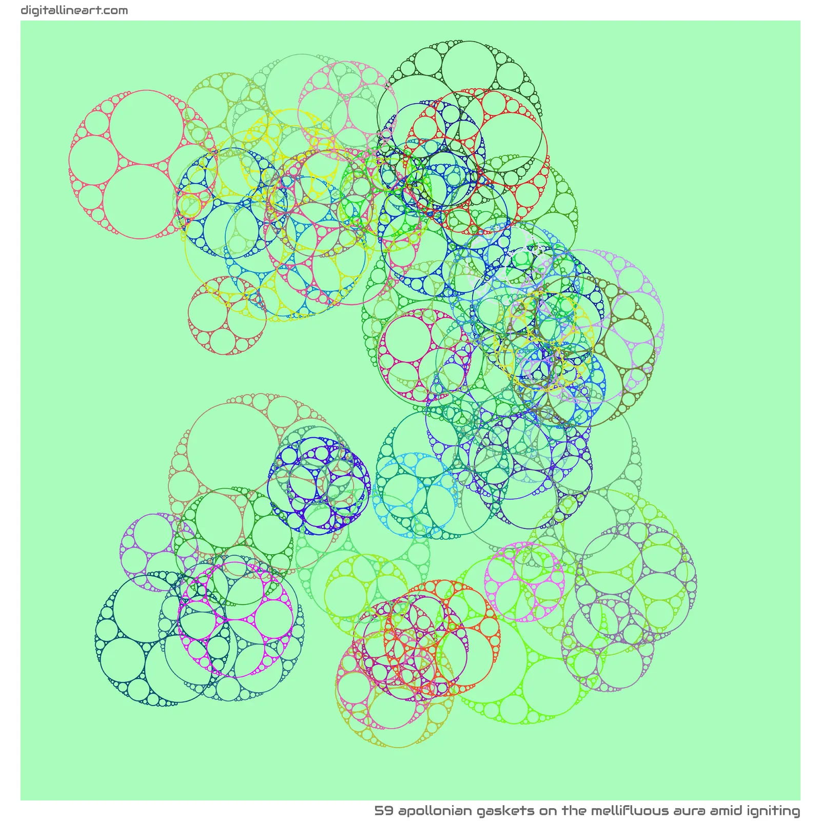 The Mellifluous Aura amid Igniting — 59 Apollonian gaskets