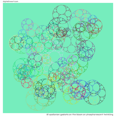 The Bloom on Phosphorescent Twinkling — 81 Apollonian gaskets