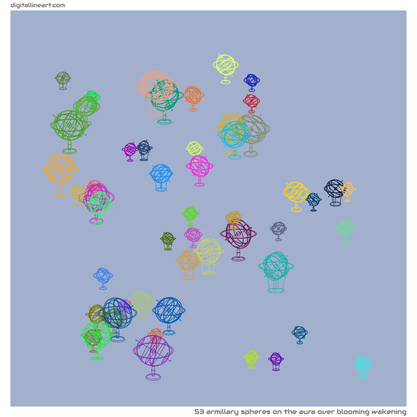 The Aura over Blooming Wakening — 53 armillary spheres
