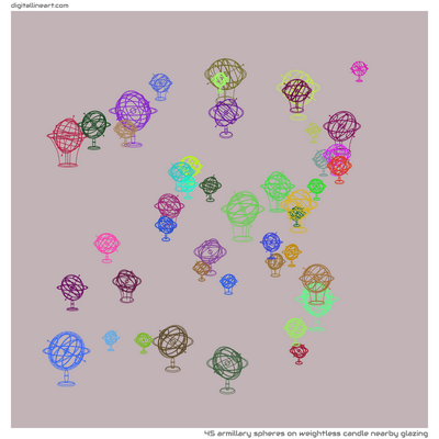 Weightless Candle nearby Glazing — 45 armillary spheres