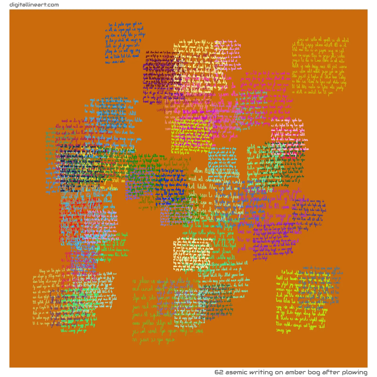 Amber Bog after Plowing — Asemic Writing, 62 elements