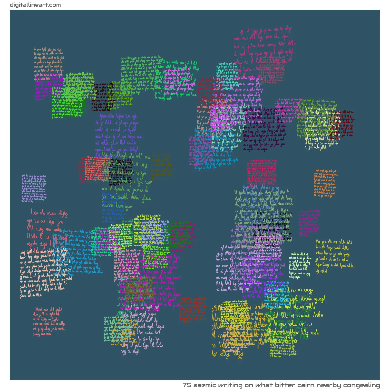 What Bitter Cairn nearby Congealing — Asemic Writing, 75 elements